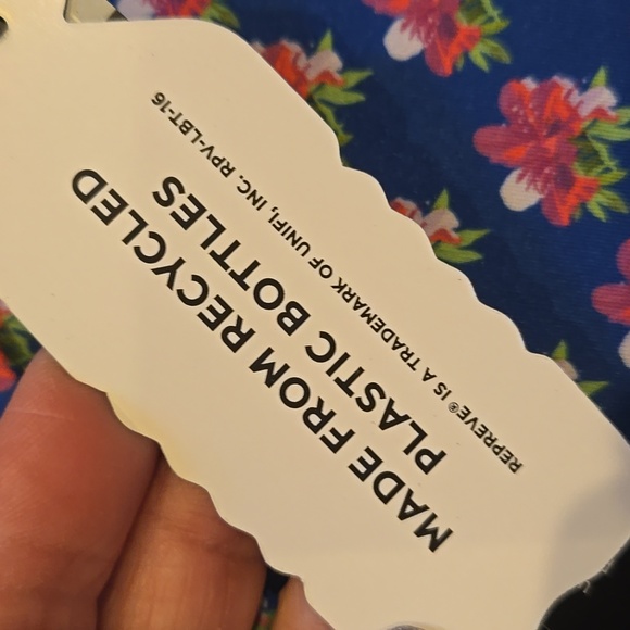 New Repreve Ecotec UPF 50+ Blue Floral Print Collared Quarter Zip Top - Picture 4 of 10